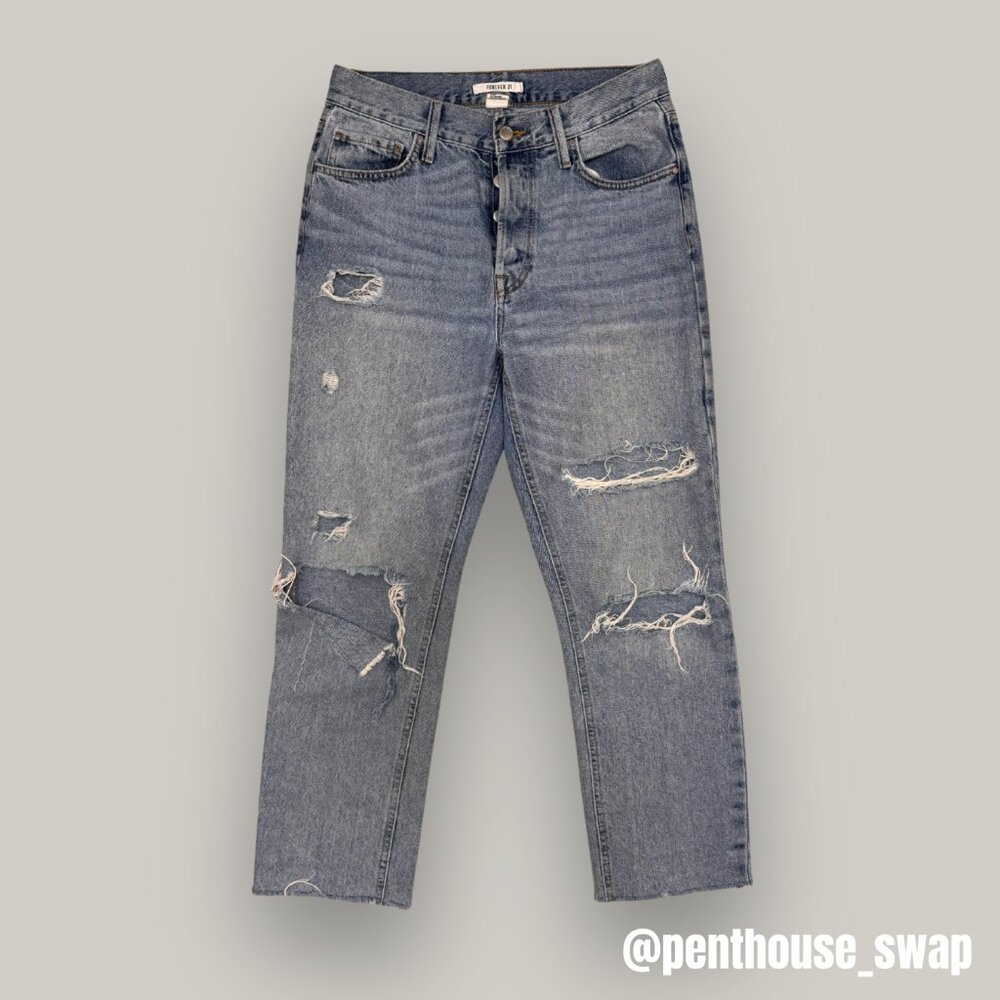 Distressed Relaxed Fit Jeans, Size 27